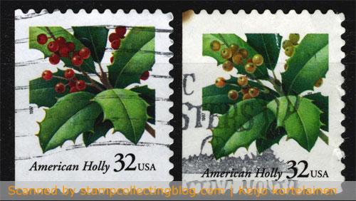 USA American holly error stamp USA American holly error stamp