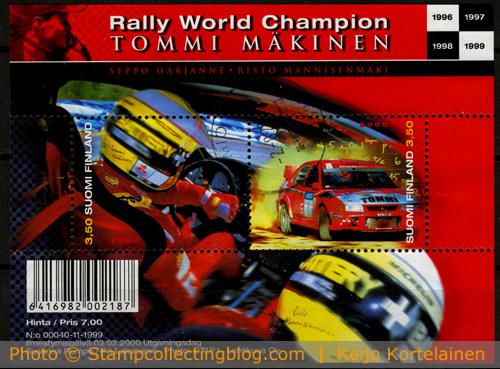 Finland miniature sheet in honour of Rally World Champion Tommi Mäkinen