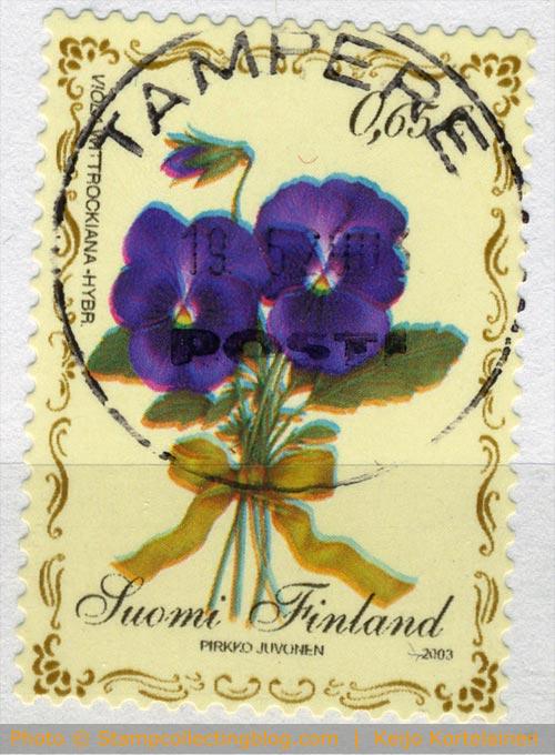 Garden Pansy on Finland postage stamp