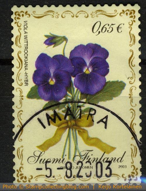 Garden Pansy on Finland postage stamp