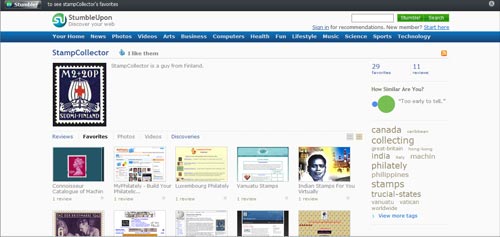 StampCollector's StumbeUpon is a collection of recommendable philatelic websites