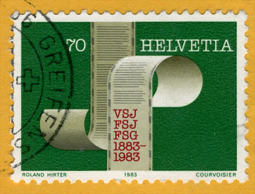 1983 Switzerland - Centenary of Journalist Union postage stamp 1983 Switzerland - Centenary of Journalist Union postage stamp
