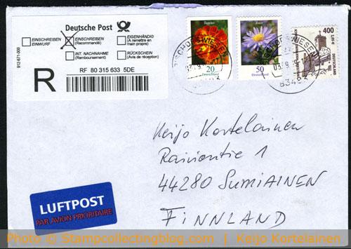 2009 Germany - Registered cover to Finland