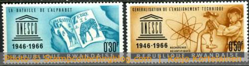 1966 Rwanda - UNESCO. Most Rwandan stamps of this era have very small prints. Most often they are found mint (with hinges). 1966 Rwanda - UNESCO. Most Rwandan stamps of this era have very small prints. Most often they are found mint (with hinges).