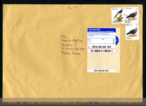 2009 Registered cover from Malaysia 2009 Registered cover from Malaysia