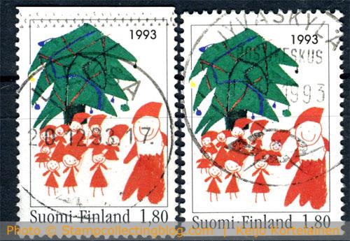 1993 Finland - Christmas postage stamps from booklet 1993 Finland - Christmas postage stamps from booklet