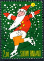 Finnish Christmas postage stamps: Skating Santa