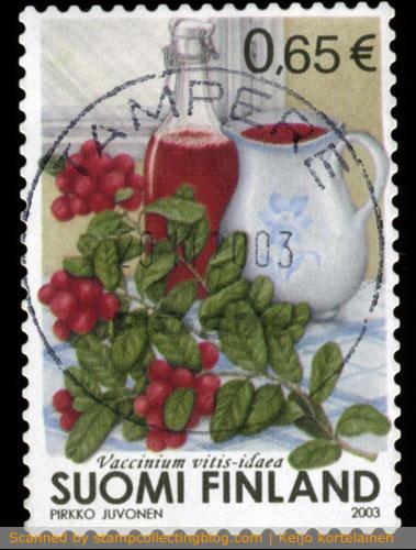 2003 Finland, lingon, definitive postage stamp. The most recent Finland Specialized Stamp Catalog prices even very modern superb grade items such as this notably higher than average copies. Similar trend relating to quality and stamp prices can be seen everywhere. 2003 Finland, lingon, definitive postage stamp. The most recent Finland Specialized Stamp Catalog prices superb grade items such as this notably higher than average copies. Similar trend relating to quality and stamp prices can be seen everywhere.