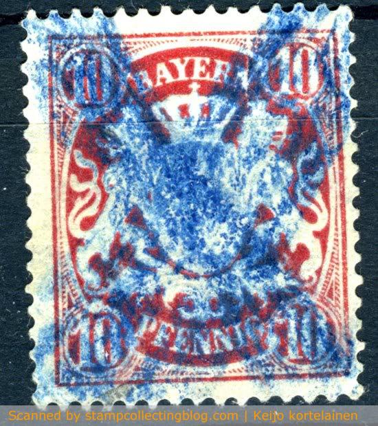 1888 Bavaria - crayon / blue pencil was used instead of normal postmark on some specific cases (such as heavy matter / parcels). ). 1888 Bavaria - crayon / blue pencil was used instead of normal postmark on some specific cases (such as heavy matter / parcels).