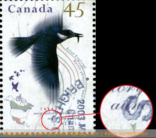 1995 Canada - Migrational Fauna 45c stamp with design error. 1995 Canada - Migrational Fauna 45c stamp with design error.