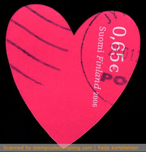 2006 Finland - 0.65€ Valentine's Day / Friendship stamp is cut to shape of heart. 