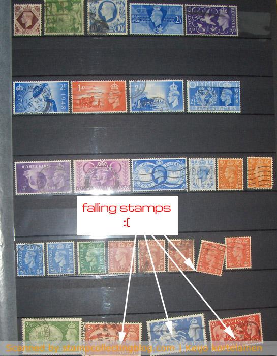 Black background stockbooks have occasional issues with glue used strips. This of course increases the risk of getting damaged (and even lost) stamps. 