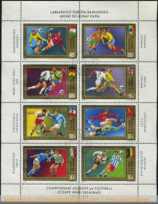 1972 Hungary - European Football Championships in Belgium.  Michel #2751-2756, catalog value 4.50€. 