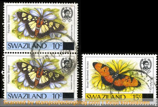 1990 Swaziland – Algunas estampillas de mariposas sobreimpresas, pero de bajo valor de catálogo. 1990 Swaziland – Algunas estampillas de mariposas sobreimpresas, pero de bajo valor de catálogo.