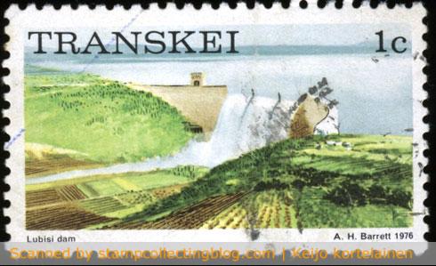 1976 Transkei, 1c Lubisi damn. This is the very first South African homelands stamp issued in October 1976. Bophuthatswana issued their first stamp in December 1977, Ciskei in December 1981, and Venda in September 1979. 1976 Transkei, 1c Lubisi damn. This is the very first South African homelands stamp issued in October 1976. Bophuthatswana issued their first stamp in December 1977, Ciskei in December 1981, and Venda in September 1979.