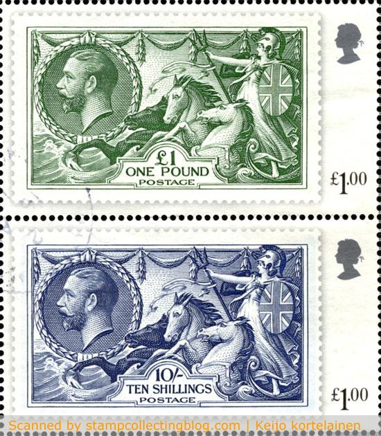 2010 GB. A close up of stamps from pane#3.
