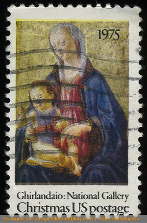 1975 US 10c Christmas stamp with color shift. 1975 US 10c Christmas stamp with color shift.