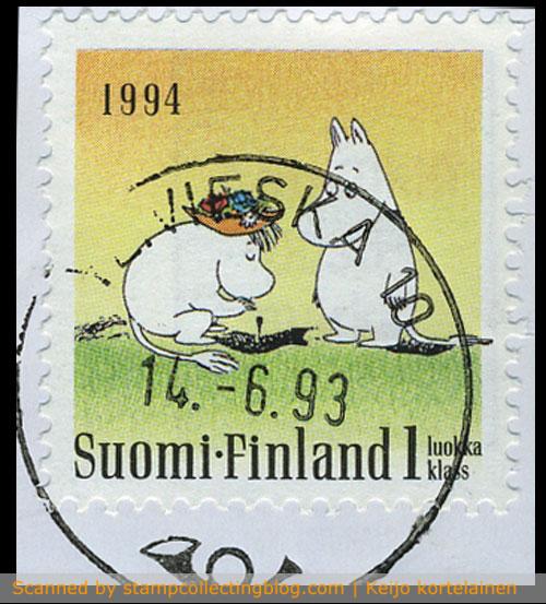 1994 Finland. Moomin stamp with misdated postmark. 1994 Finland. Moomin stamp with misdated postmark.