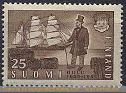 1955 Finland. The town of Oulu 350th Anniversary. In 19th Century Oulu was the leading tar and pitch exporting port in the world. 1955 Finland. The town of Oulu 350th Anniversary. In 19th Century Oulu was the leading tar and pitch exporting port in the world.
