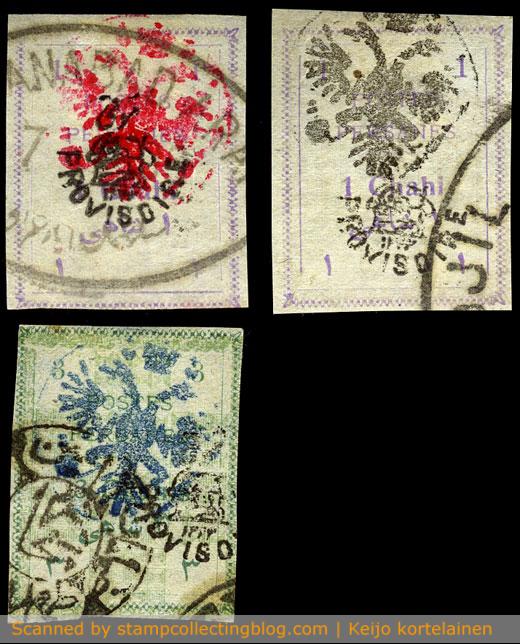 1906 Persia/Iran. A couple of Provisoire-issue stamps with unlisted overprints in various colors