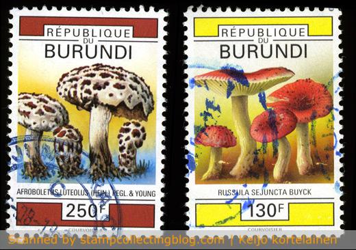 1992 Burundi. Mushrooms from definitive stamp series. 