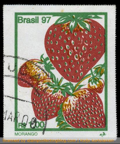 1999 Brazil. 1 R definitive stamp, strawberry. This specific stamp has catalog value of 30€! 1999 Brazil. 1 R definitive stamp, strawberry. This specific stamp has catalog value of 30€!