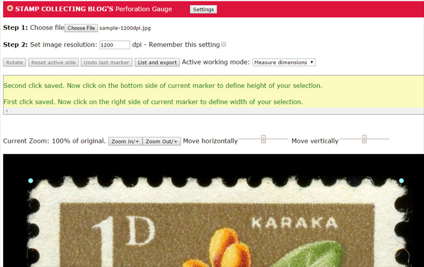 Markers show the boundaries of your selection