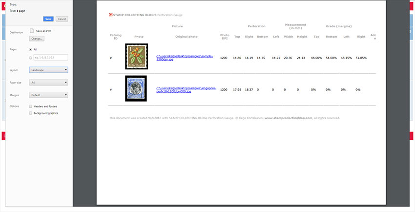 Printing report as PDF-file