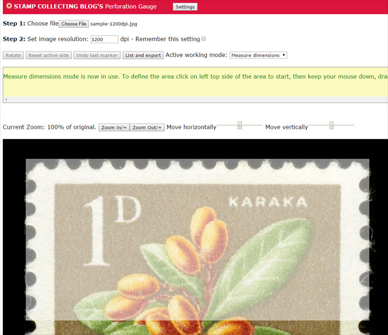 The area you are about measure will became highlighted