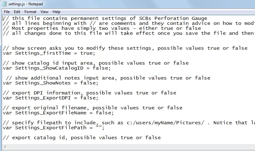 A quick view on what settings.js looks alike